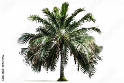 On a white background  an isolated coconut palm tree. Generative AI