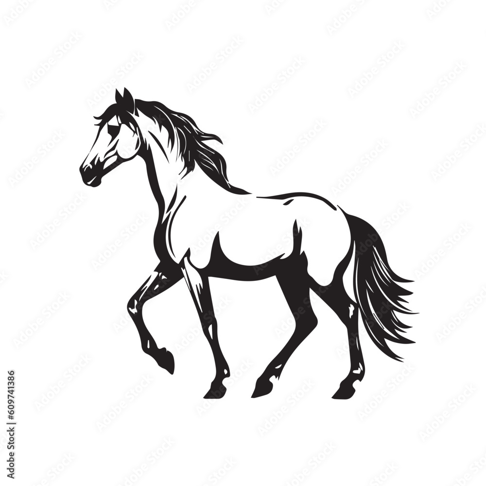 Creative Horse Elegant Logo Symbol Design Illustration Vector on a white background. Logo, icon style. Black and white