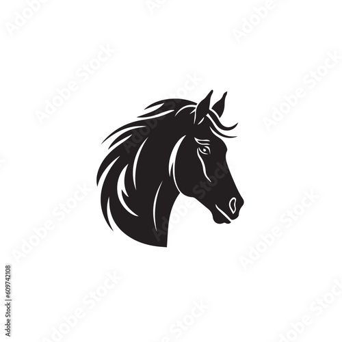Fototapeta Naklejka Na Ścianę i Meble -  Creative Horse Elegant Logo Symbol Design Illustration Vector on a white background. Logo, icon style. Black and white
