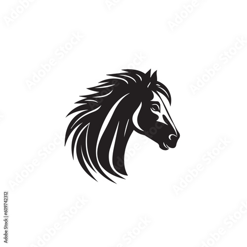 Creative Horse Elegant Logo Symbol Design Illustration Vector on a white background. Logo  icon style. Black and white