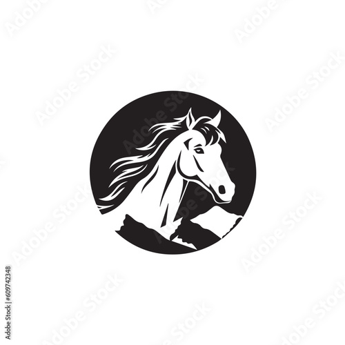 Creative Horse Elegant Logo Symbol Design Illustration Vector on a white background. Logo  icon style. Black and white