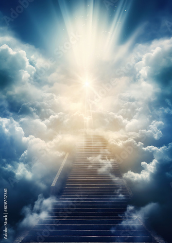 path to heaven, the concept of enlightenment or knowledge of faith in God, generative ai © innluga