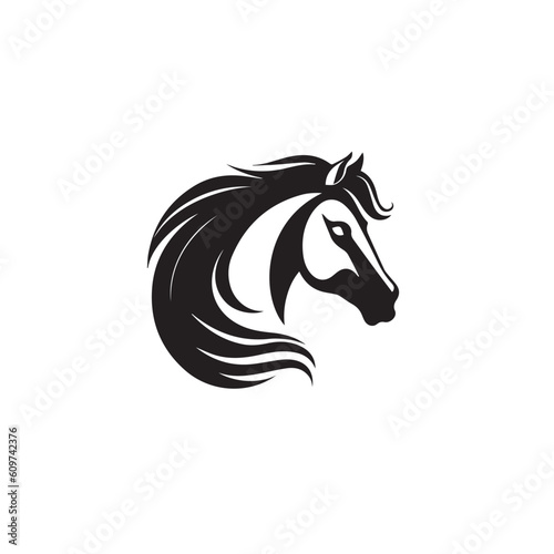 Fototapeta Naklejka Na Ścianę i Meble -  Creative Horse Elegant Logo Symbol Design Illustration Vector on a white background. Logo, icon style. Black and white