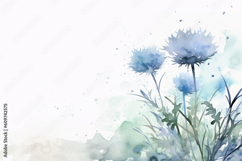 Obraz premium Floral leaves border. Watercolor illustration isolated on white. Floral clipart for wedding invitation, greeting cards, save the date, stationery design, AI generation