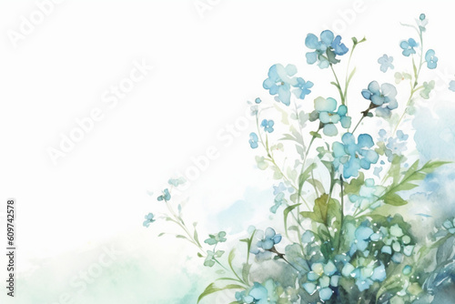 Floral leaves border. Watercolor illustration isolated on white. Floral clipart for wedding invitation, greeting cards, save the date, stationery design, AI generation