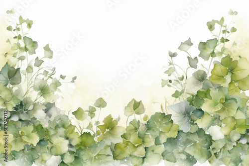 Floral leaves border. Watercolor illustration isolated on white. Floral clipart for wedding invitation, greeting cards, save the date, stationery design, AI generation