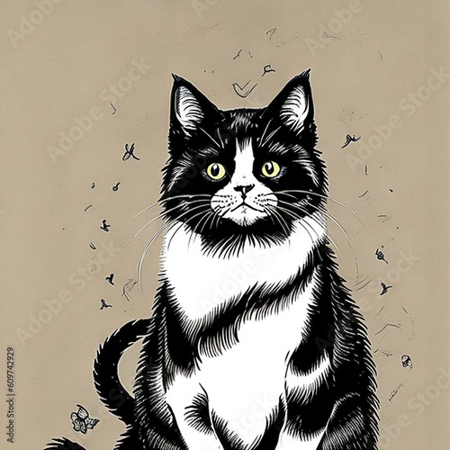 illustration of a drawing of a cat.