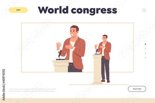 World congress landing page for online service offering help in organization of business conference