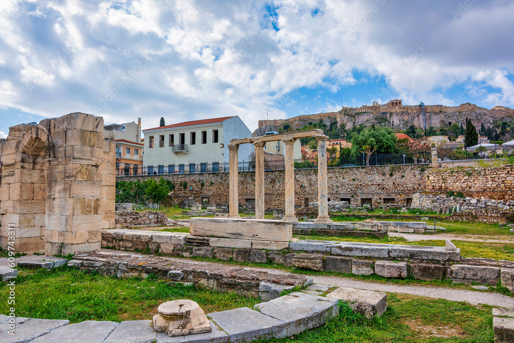 Obraz premium Ruins of Hadrian's Library in Athens, Greece