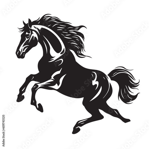 Creative Horse Elegant Logo Symbol Design Illustration Vector on a white background. Logo, icon style. Black and white