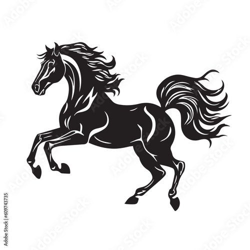 Creative Horse Elegant Logo Symbol Design Illustration Vector on a white background. Logo  icon style. Black and white