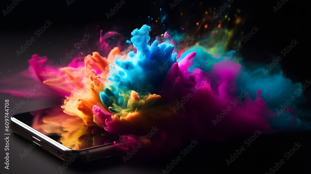 Fototapeta premium cell with colored ink liquid, generative ai