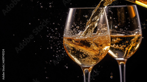 Toast to Celebration: Sparkling Champagne Bubbles. Generative AI