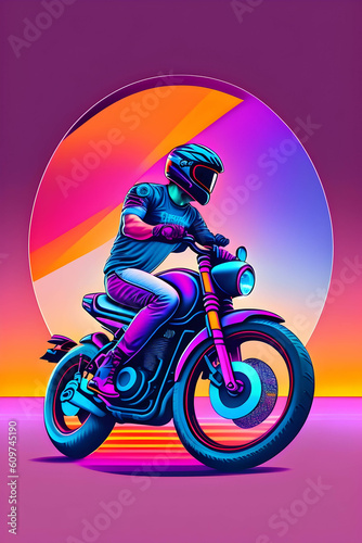 biker on a motorcycle, motocross rider on a motorcycle, Generative Ai, Generated with AI
