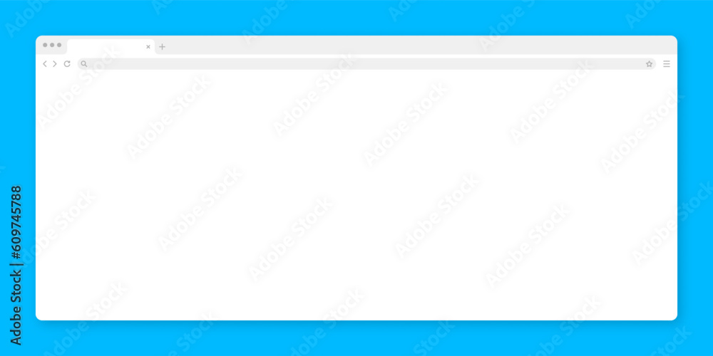 Blank web browser window with tab, toolbar and search field. Modern website, internet page in flat style. Browser mockup for computer, tablet and smartphone. Vector illustration