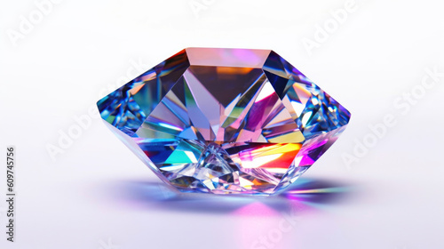 Luminous Luster: Mesmerizing Diamond against White. Generative AI