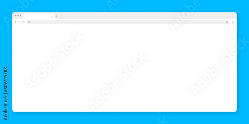 Blank web browser window with tab, toolbar and search field. Modern website, internet page in flat style. Browser mockup for computer, tablet and smartphone. Vector illustration