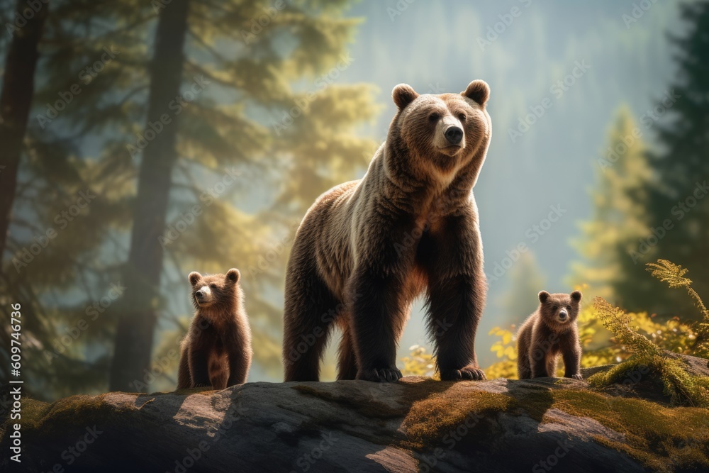 Obraz premium Bear with cubs