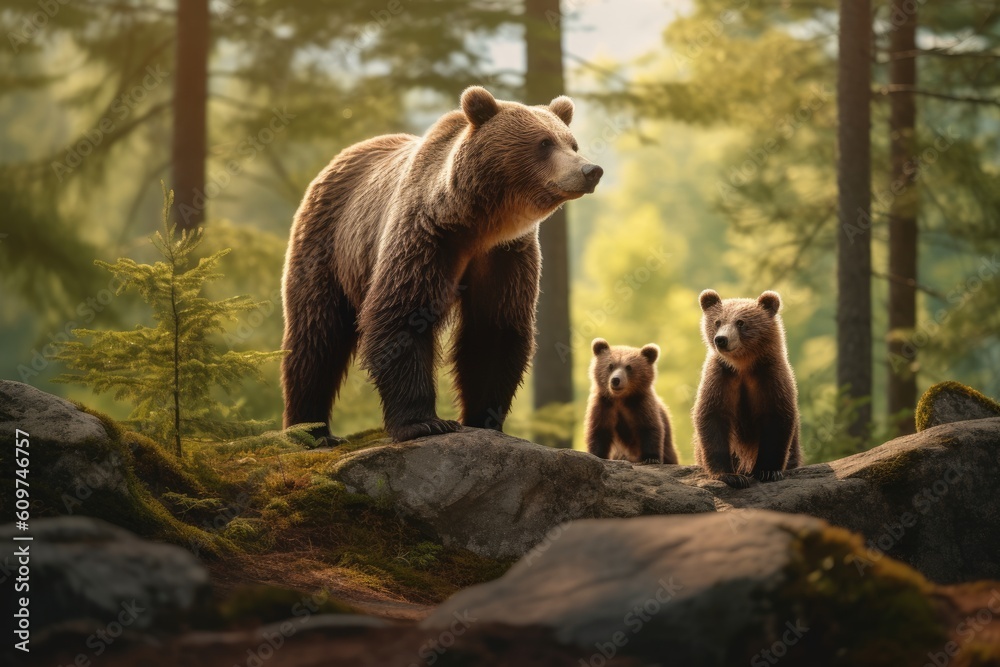 Fototapeta premium Bear with cubs