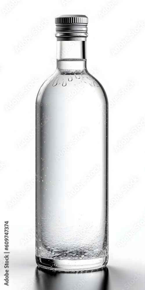 water bottle mockup, vodka bottle, isolated, white background, generative ai