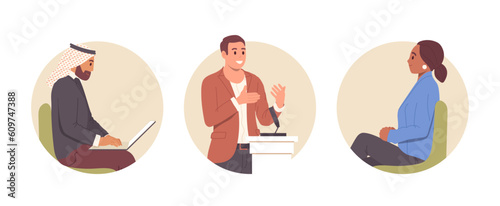 Diverse multiethnic people business character composition international conference concept