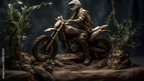 motocross in the mud, in the woods, generative ai © bruno