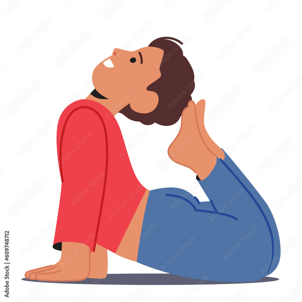 Child Character Peacefully Practicing Yoga, Stretching And Balancing Their Body, Cultivating Mindfulness, Strength