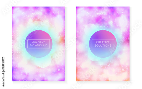 Hipster Texture. Neon Pattern. Trendy Dots. Light Layout. Violet Magic Design. Simple Flyer. Retro Futuristic Composition. Holographic Fluid. Blue Hipster Texture