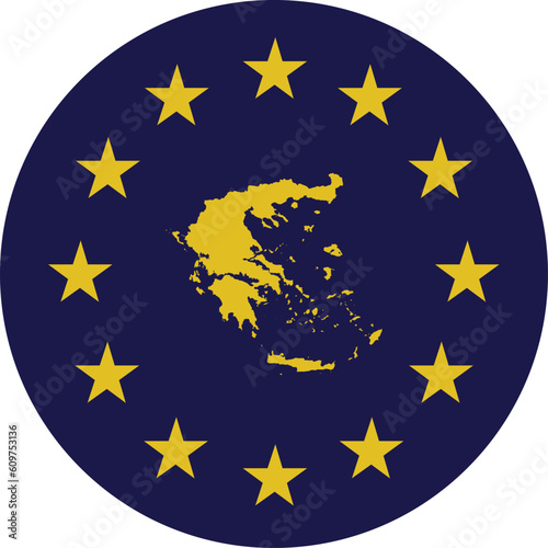 Wallpaper Mural Badge of Yellow Map of Greece in colors of EU flag Torontodigital.ca