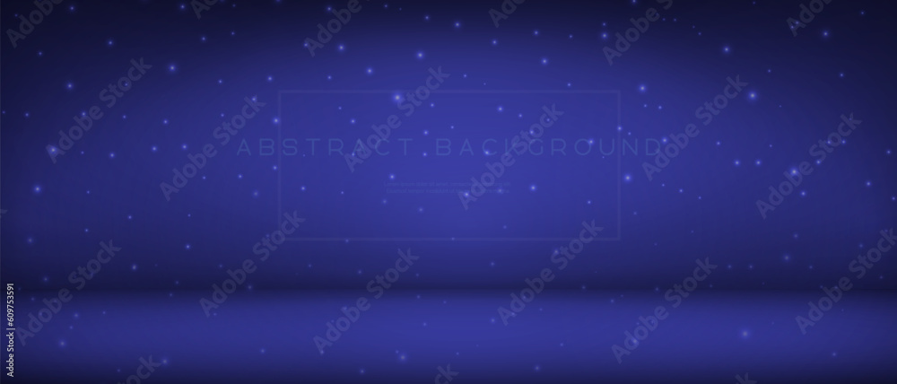 Fototapeta premium Abstract vector background with sparkles for product display. Showcase mockup scene, cosmetics product presentation. Luxury blue poster template with stars