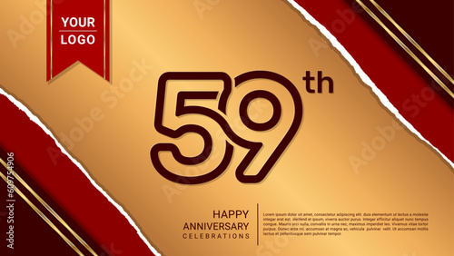 59th year anniversary design template, vector template illustration
