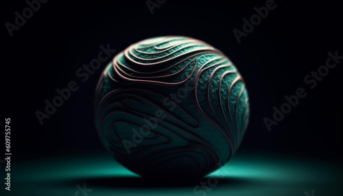 Futuristic blue sphere ball reflects competition in digitally generated image generated by AI