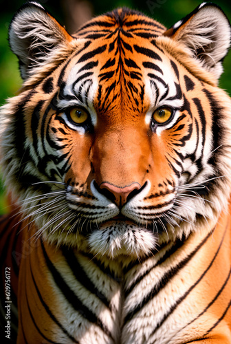 Close up capture of wild tiger portrait, looking towards the camera, photography, Generative AI illustrations