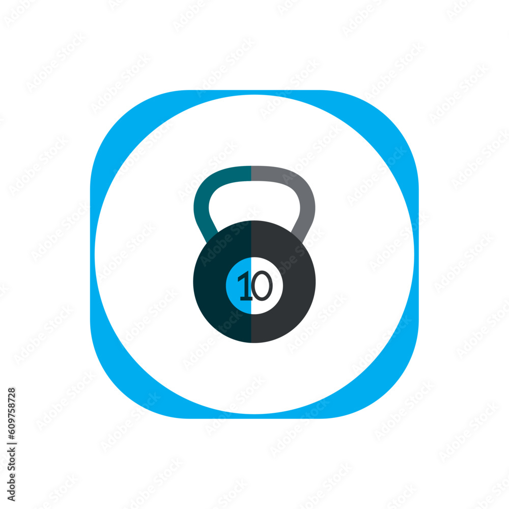 Gym dumbbells vector icon with white background and blue border Gym dumbbells vector icon with white background and blue border