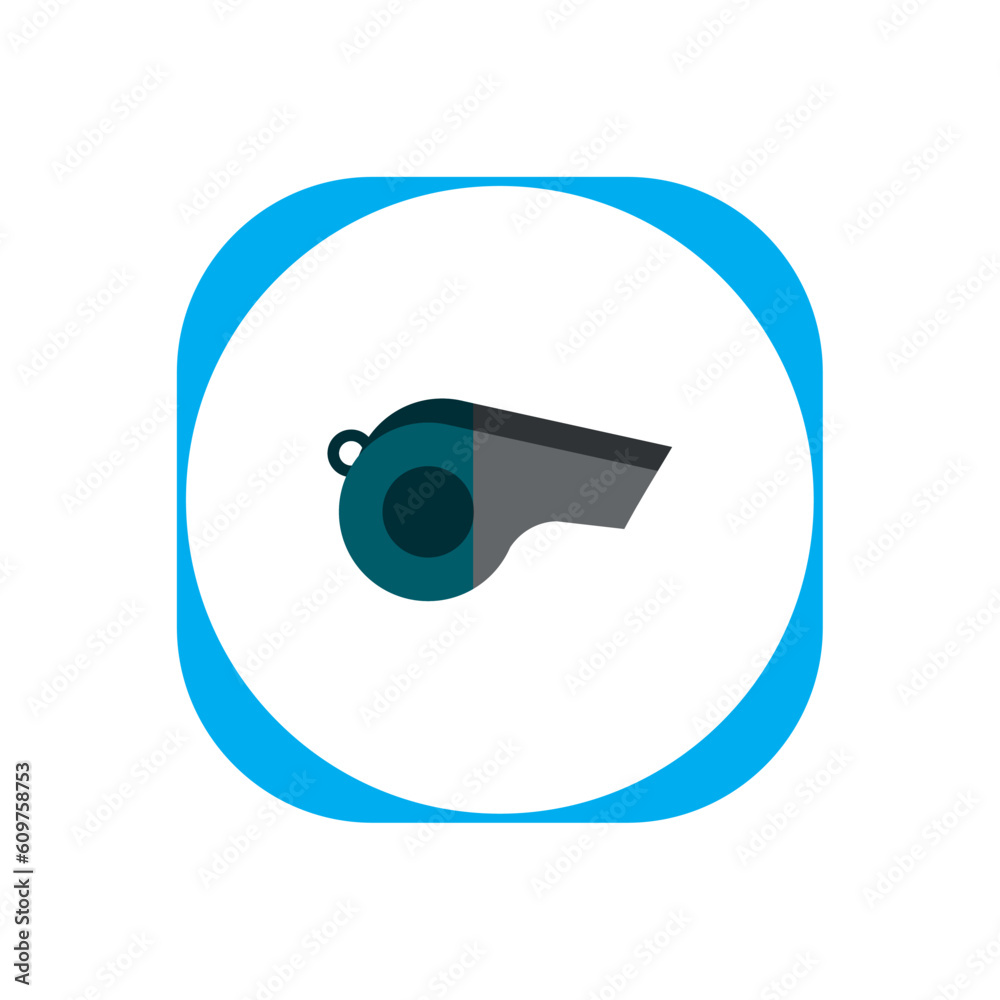 vector image of training whistle with white background and blue border vector image of training whistle with white background and blue border