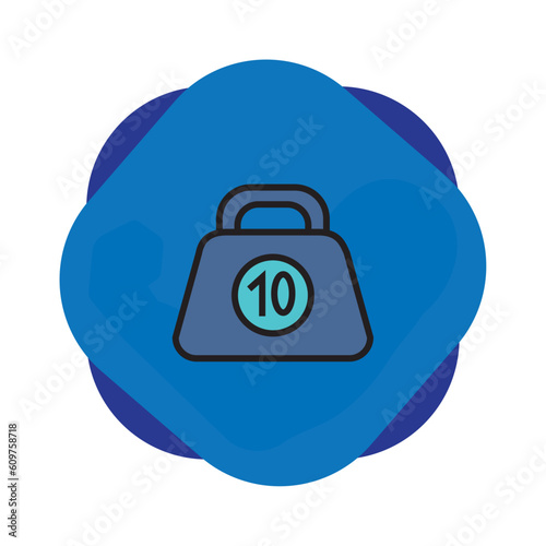 Vector image of 10kg gym weight with blue background