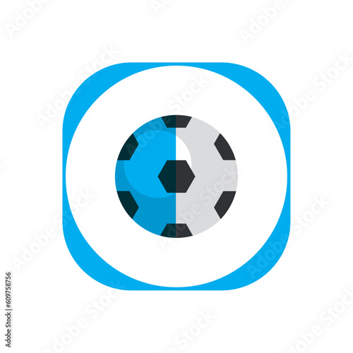 Fototapeta Naklejka Na Ścianę i Meble -  vector image of soccer ball with blue border