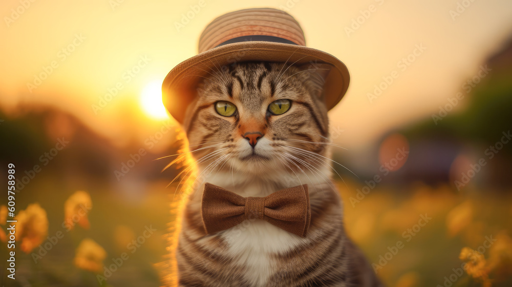 Obraz premium A cat wearing hat