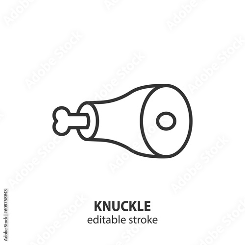 Pork knuckle line icon. Fried meat outline vector symbol. Traditional german food. Editable stroke.