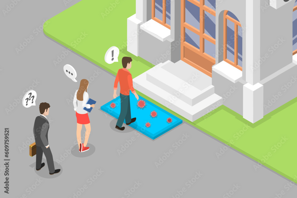 3D Isometric Flat Vector Conceptual Illustration of Disinfection Mat , Shoe Cleaning 3D Isometric Flat Vector Conceptual Illustration of Disinfection Mat , Shoe Cleaning