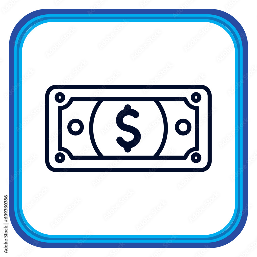 Vector image of money bill with blue borders and white background Vector image of money bill with blue borders and white background