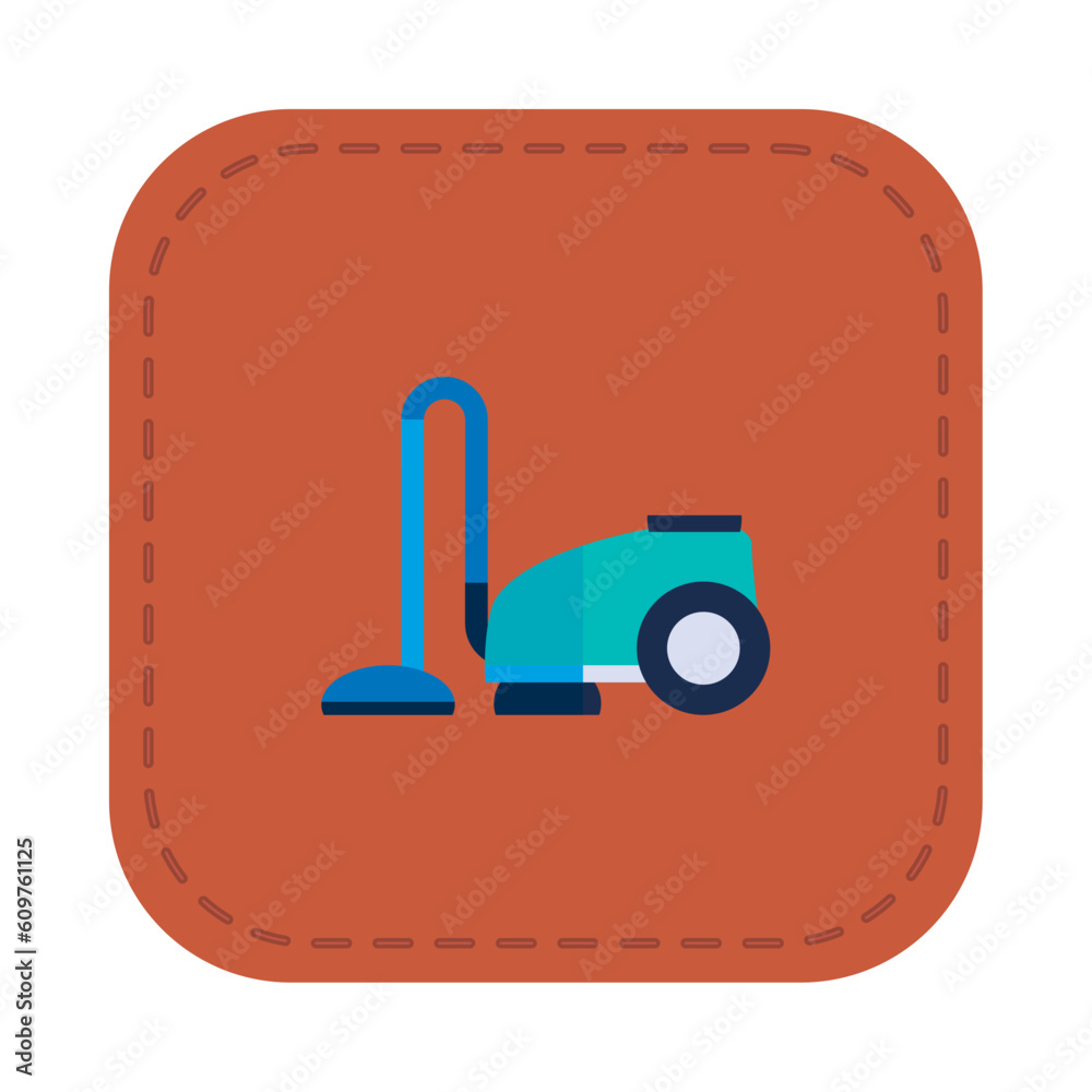 Obraz premium Vector image of a vacuum cleaner icon with a red background