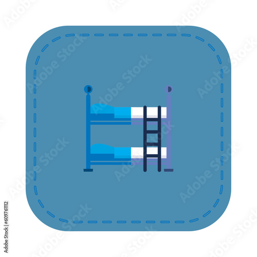 Vector image of a cabin icon with a blue background