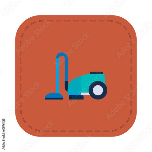 Vector image of a vacuum cleaner icon with a red background