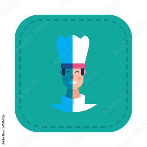 Vector image of chef icon with blue background