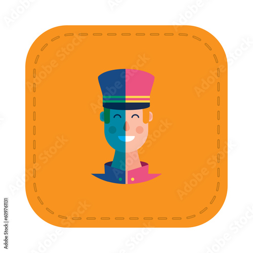 Vector image of hotel bellboy icon with blue background