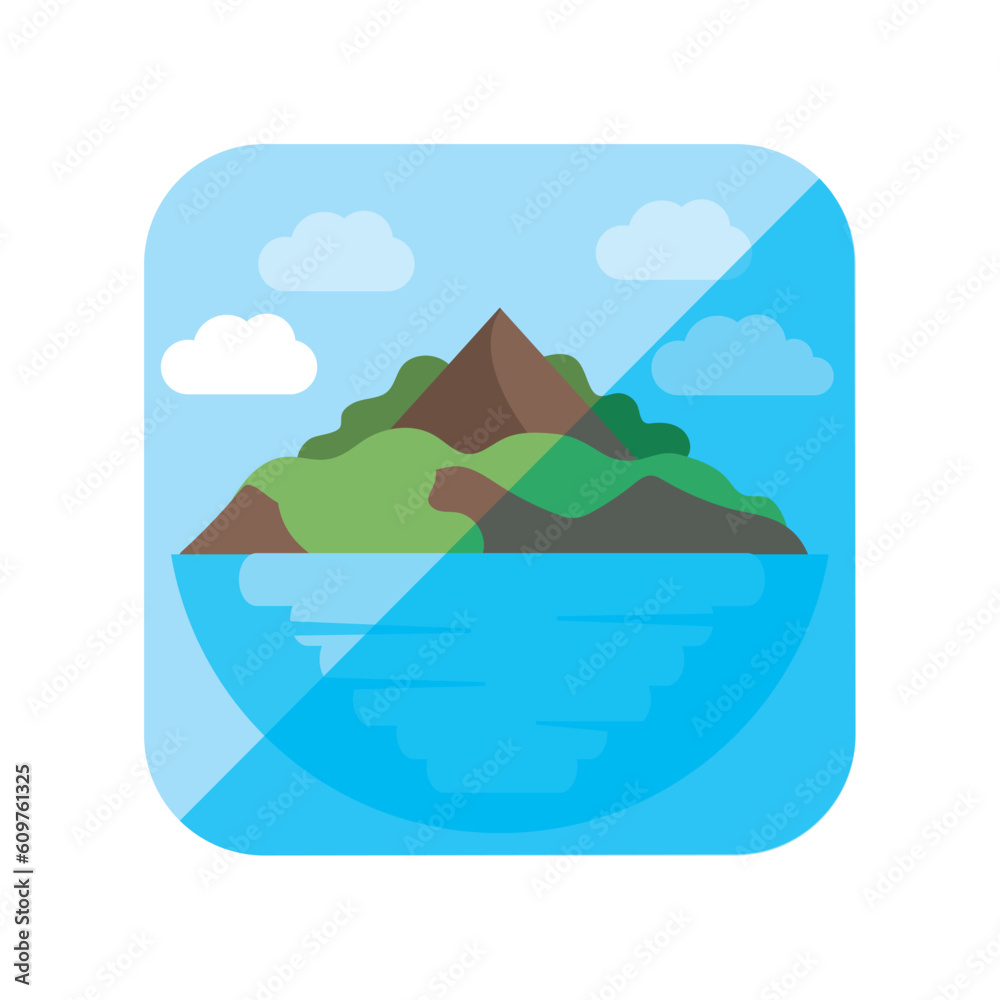 landscape vector icon of square shape with round edges