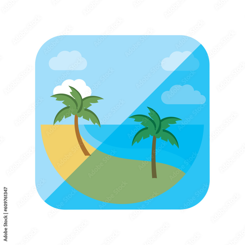 landscape vector icon of square shape with round edges