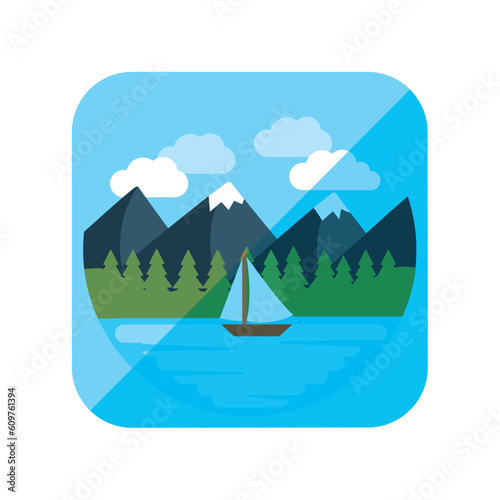 landscape vector icon of square shape with round edges