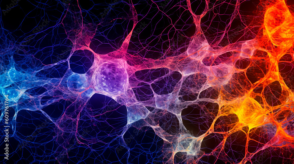 The photo showcases multicolored connections that bear resemblance to neurons. The image is a vivid representation of the intricacy and abstractness of brain function. Generative AI The photo showcases multicolored connections that bear resemblance to neurons. The image is a vivid representation of the intricacy and abstractness of brain function. Generative AI